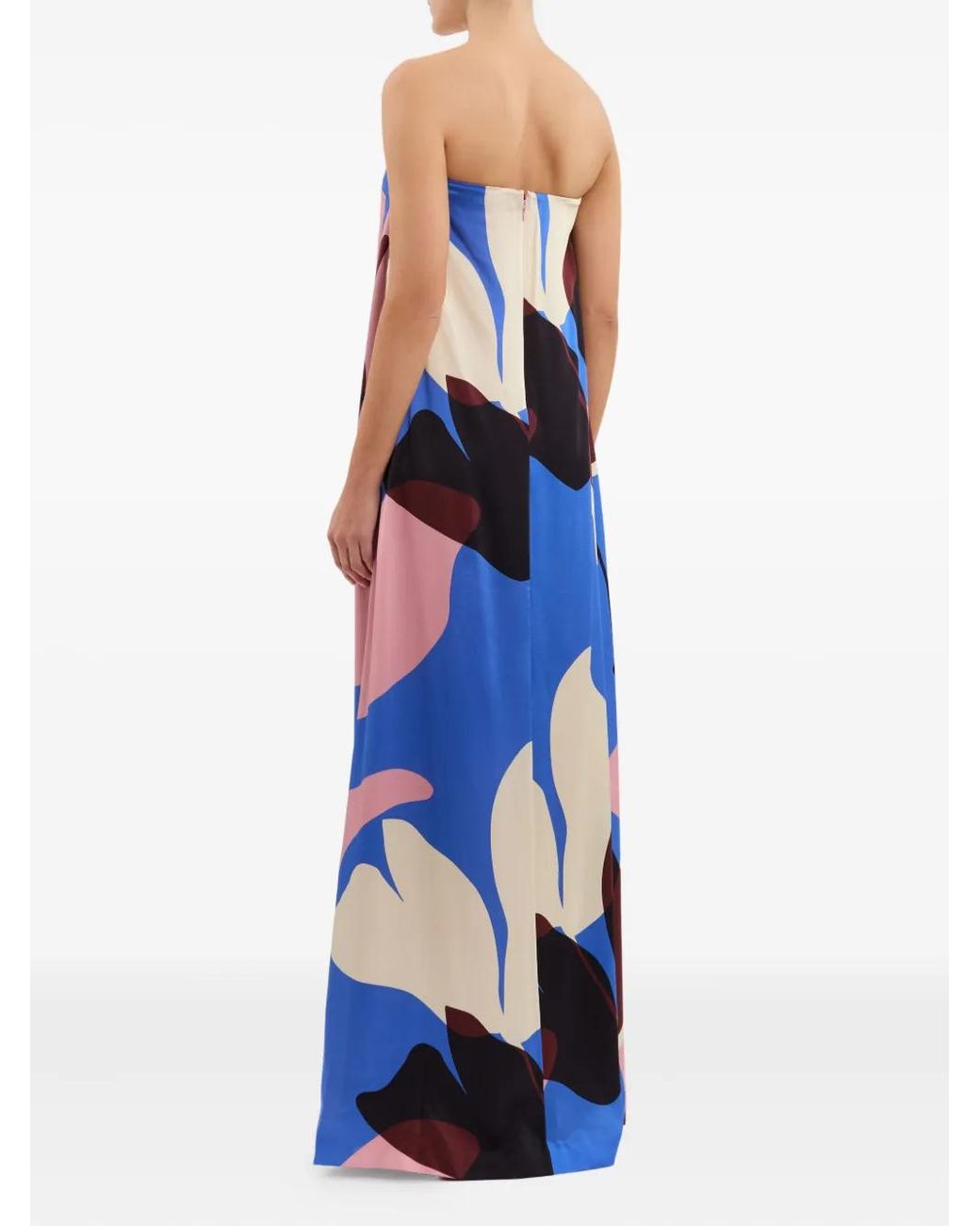 Rebecca Vallance Blue Mika Abstract-Print Strapless Maxi Dress