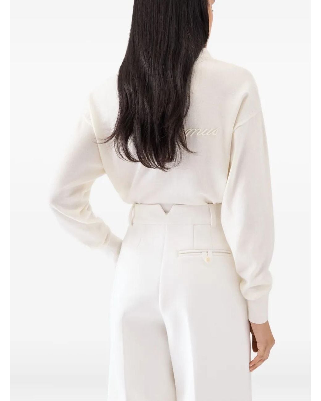 Jacquemus White Brode Off Merino Wool Cardigan