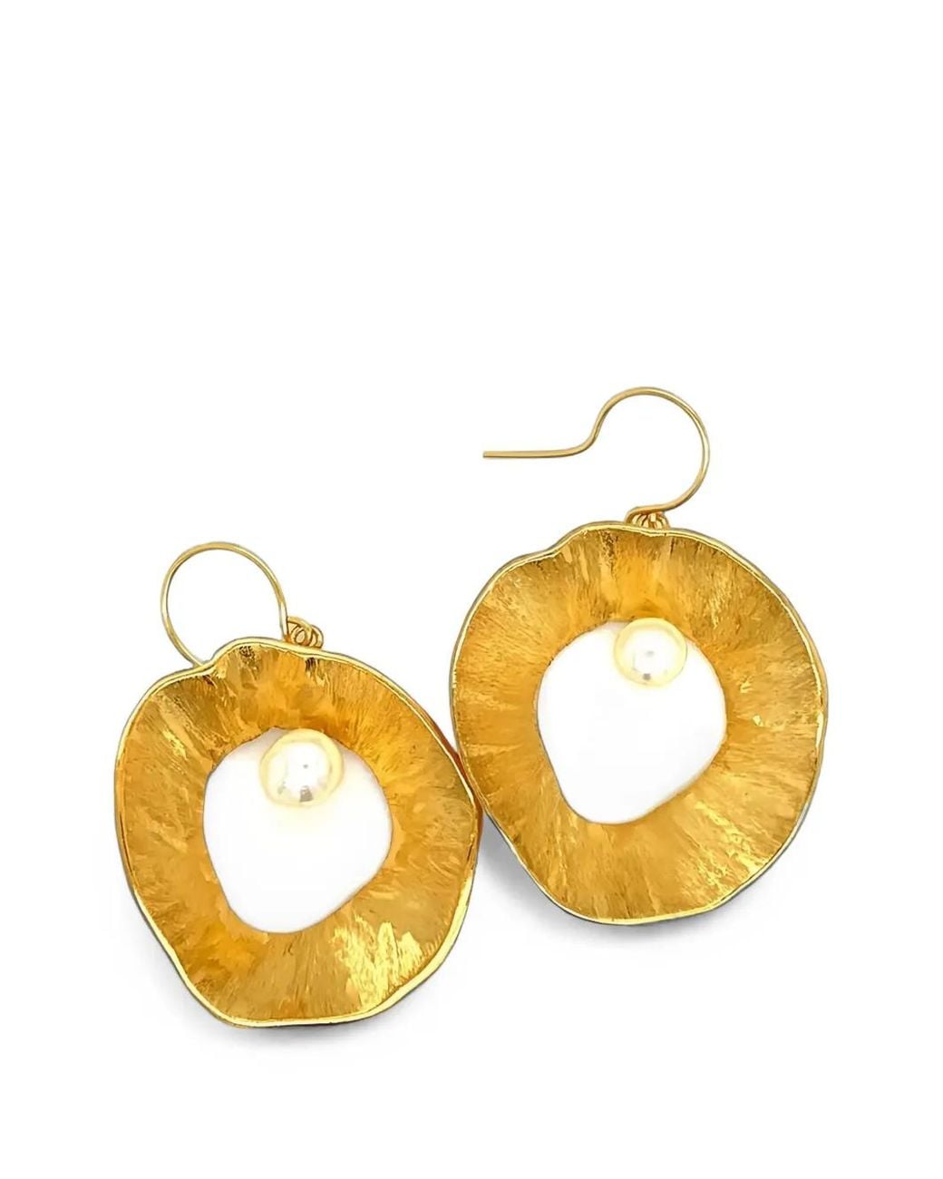 Esin Akan Metallic Large Sea & Moon Pearl-Embellished Cutout Earrings