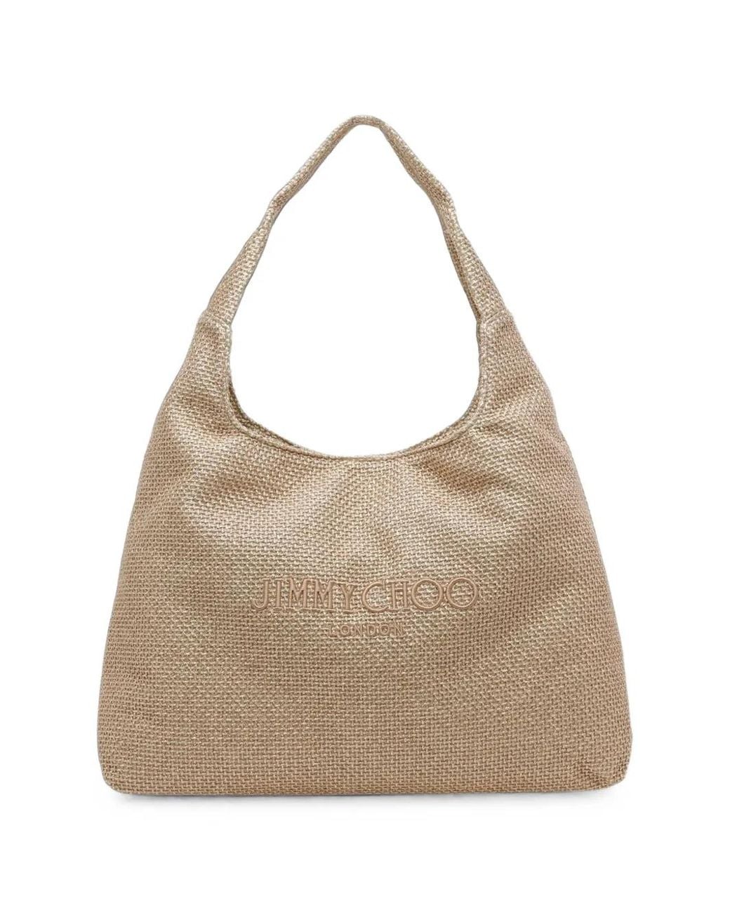 Jimmy Choo Natural Beach Diamond Hobo Tote Bag