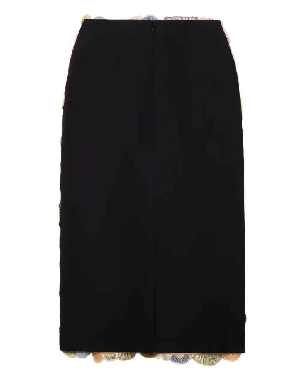 LaDoubleJ Blue Embroidered Midi Pencil Skirt