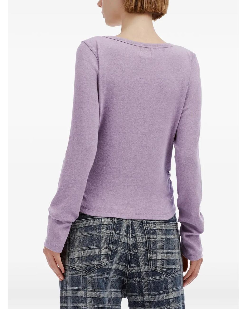 B+ AB Purple Lace-Trim Ruched T-Shirt