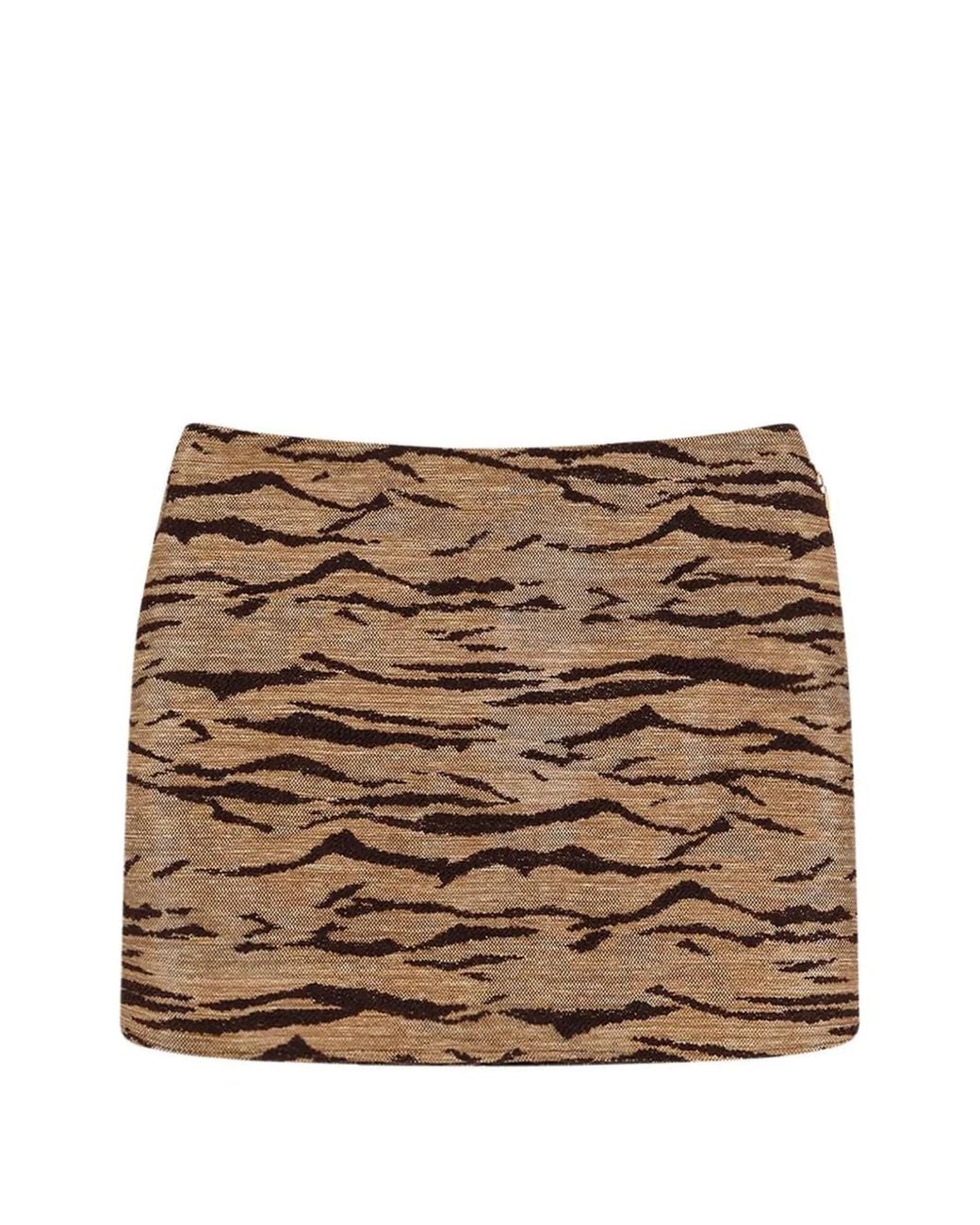 Elisabetta Franchi Metallic Tiger Print Short Skirt