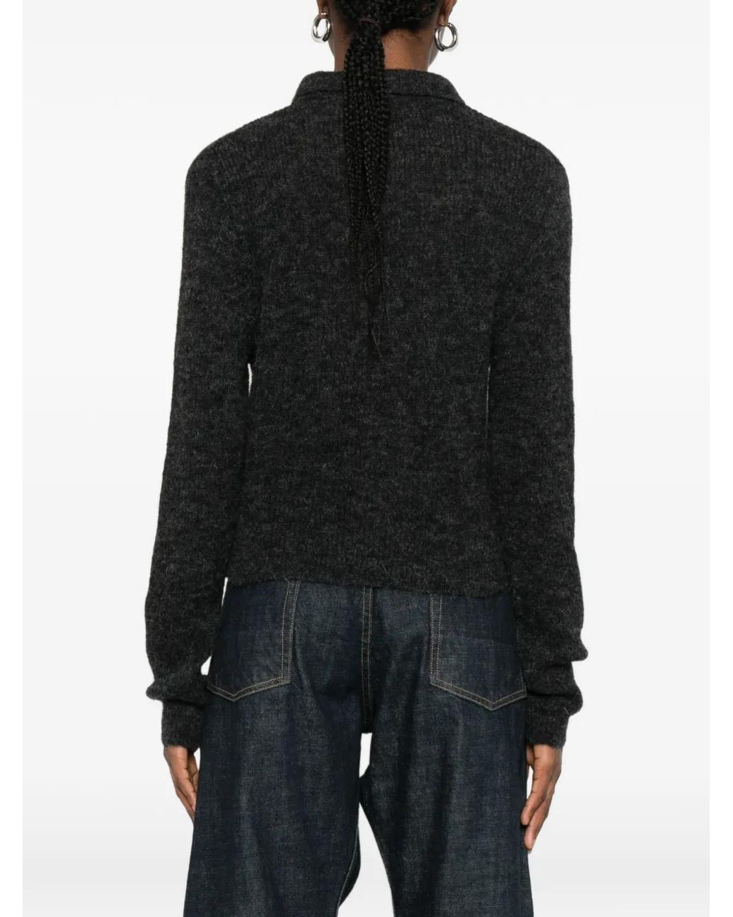 Our Legacy Black Textured Button-Up Cardigan
