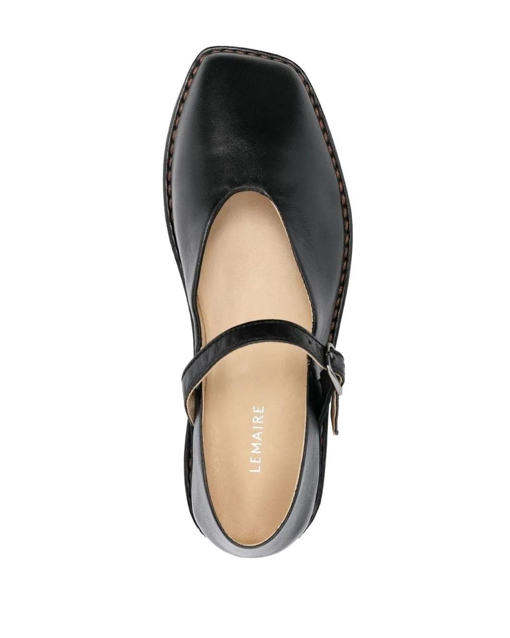 Lemaire Black Loafer Mit Eckiger Kappe