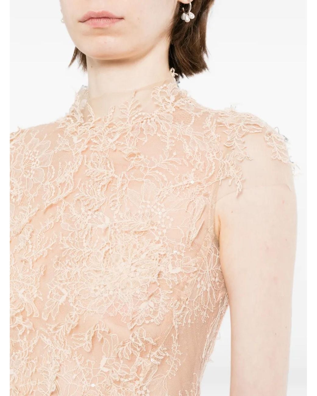 Montsand White Ombre Cut-Out Laced Tulle Dress