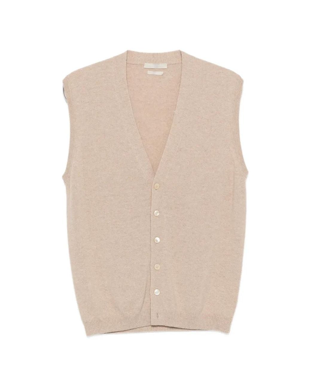 Daniele Fiesoli Natural Cashmere V-Neck Vest for men