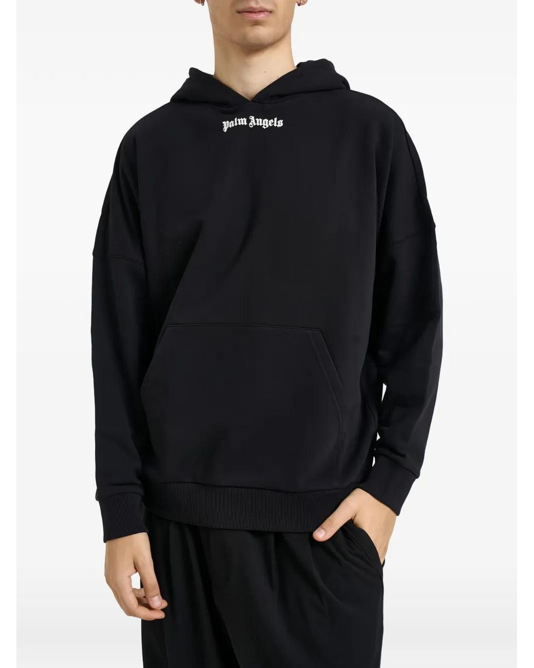 Palm Angels Blue Logo-Print Hoodie for men
