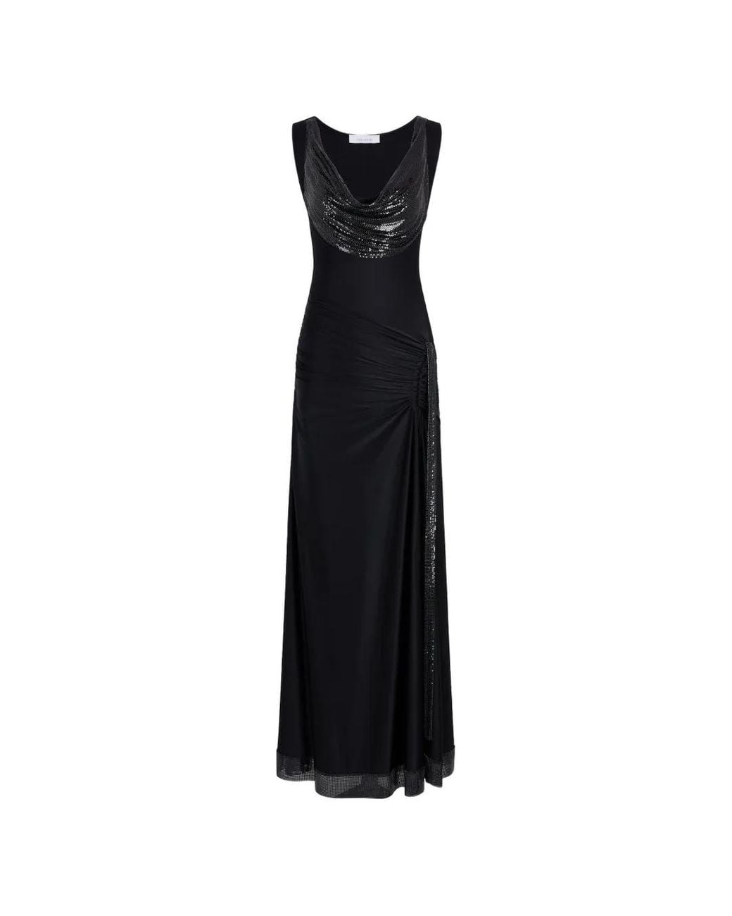 Rabanne Black Long Mesh And Jersey Dress