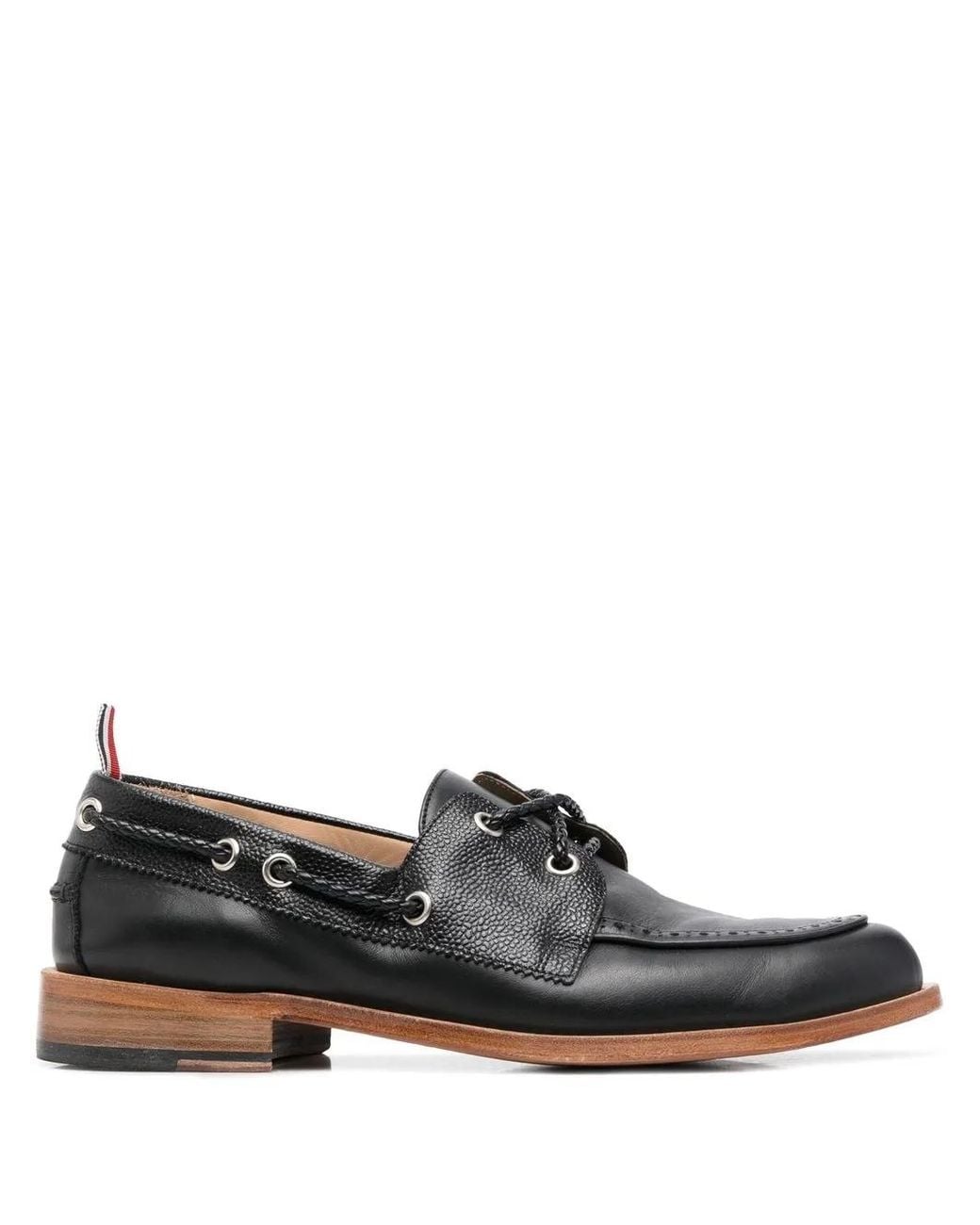 Thom Browne Black Grosgrain-Loop Trim Lace-Up Shoes for men