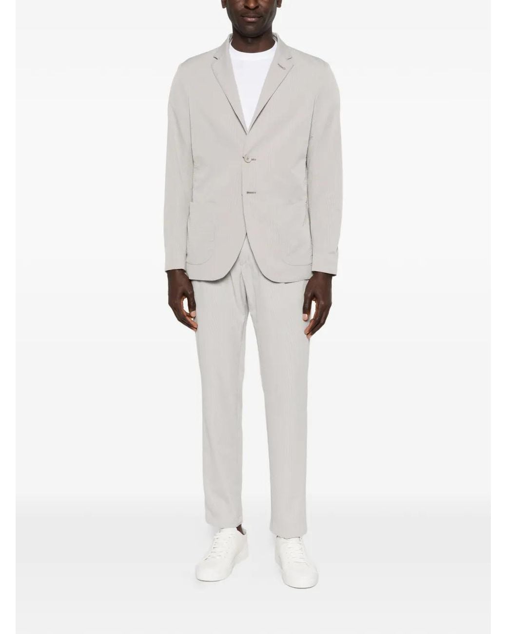 Herno White Buttoned Textured Blazer for men