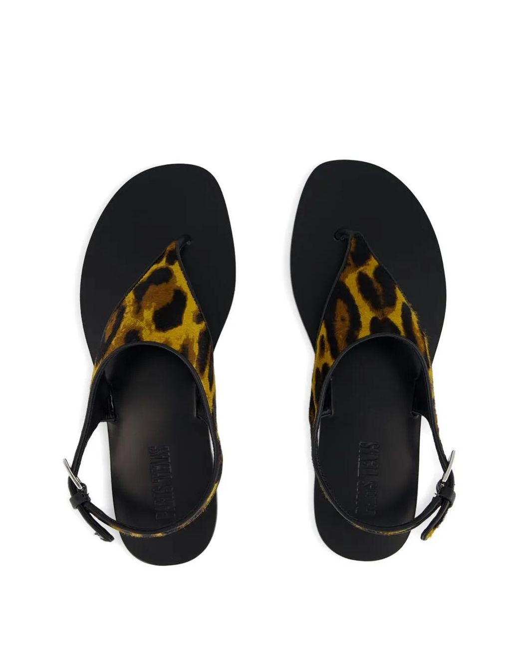Paris Texas Black Leopard-Print Flat Sandals