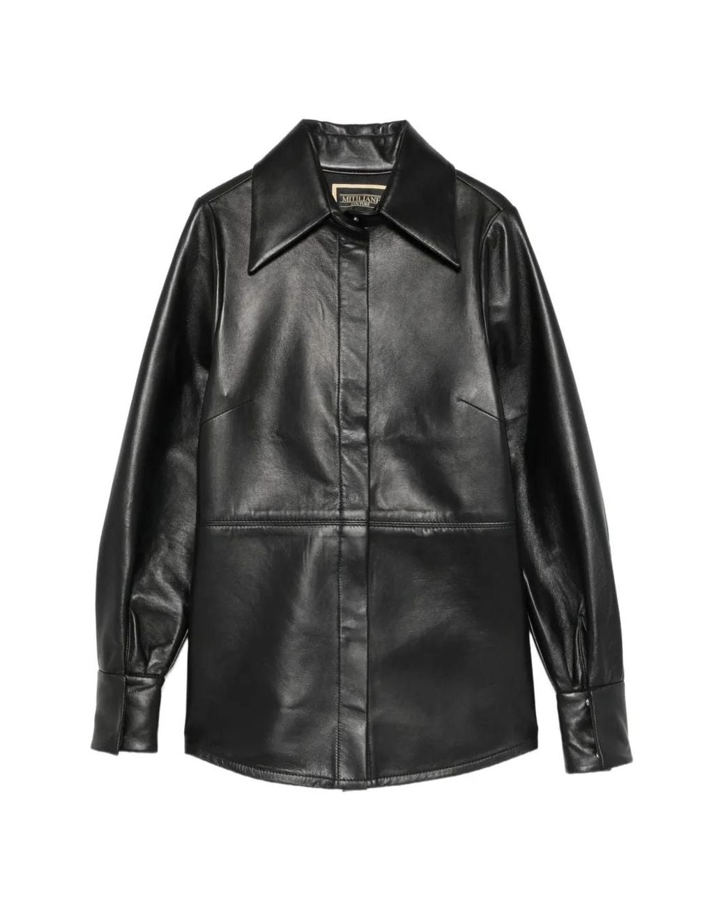 MITILIANE COUTURE Black Leather Long-Sleeve Shirt
