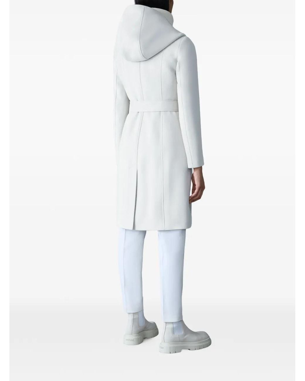 Mackage White Manteau Ceinturé Shia-Slb À Capuche