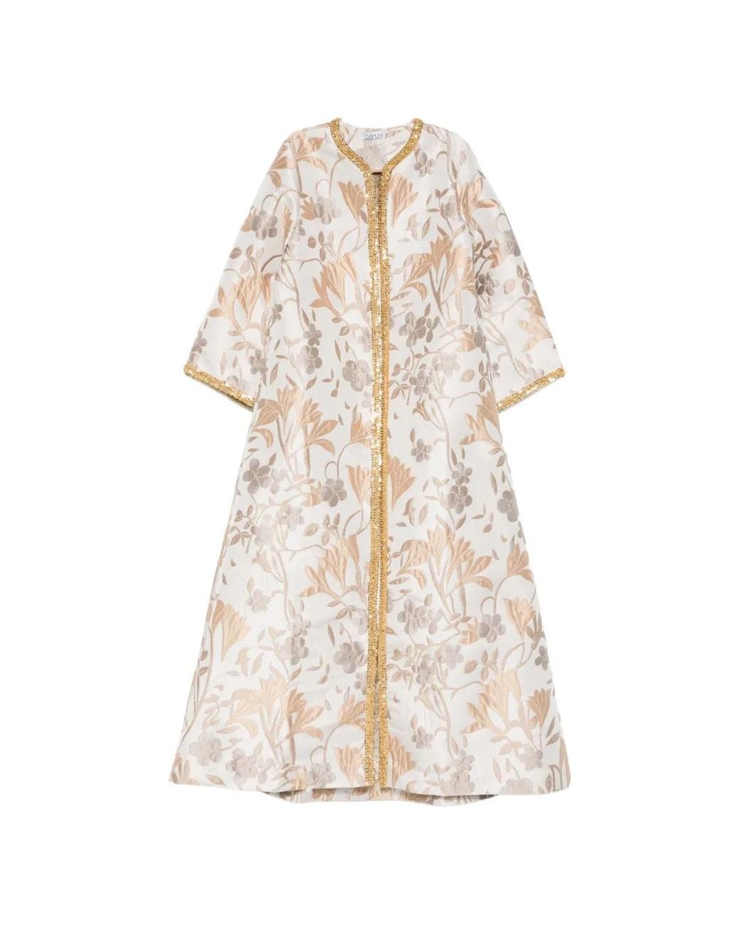 Baruni White Aziza Floral-Jacquard Maxi Dress