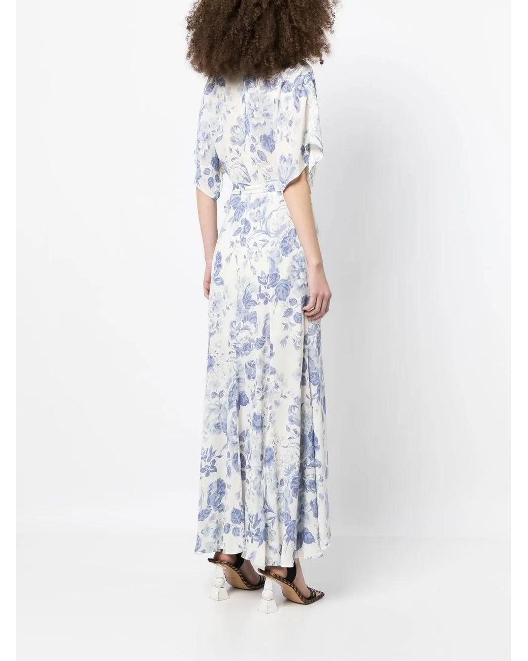 Reformation Blue Winslow Draped Wrap Dress