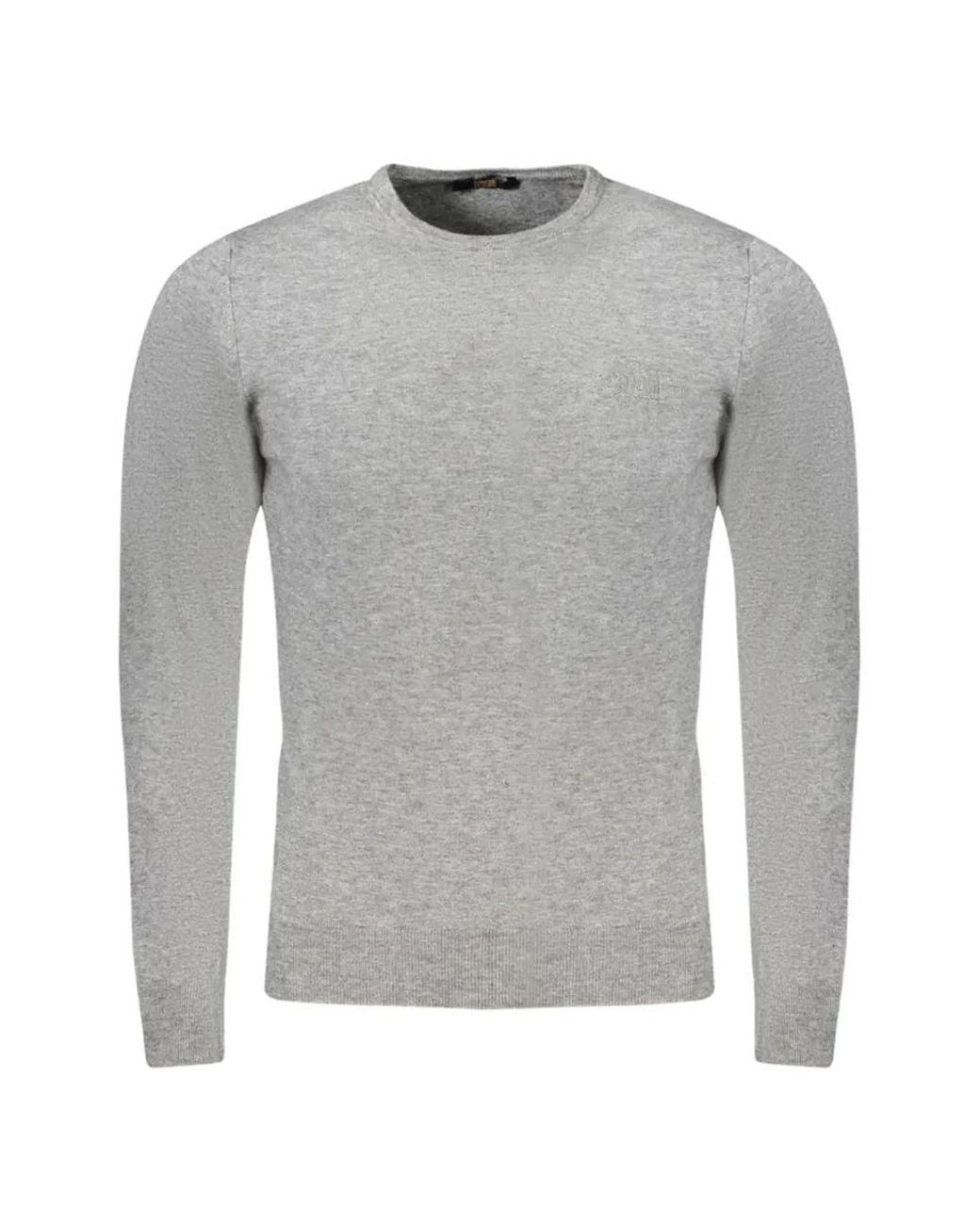 Roberto Cavalli Gray Pull En Maille Fine À Col Rond for men