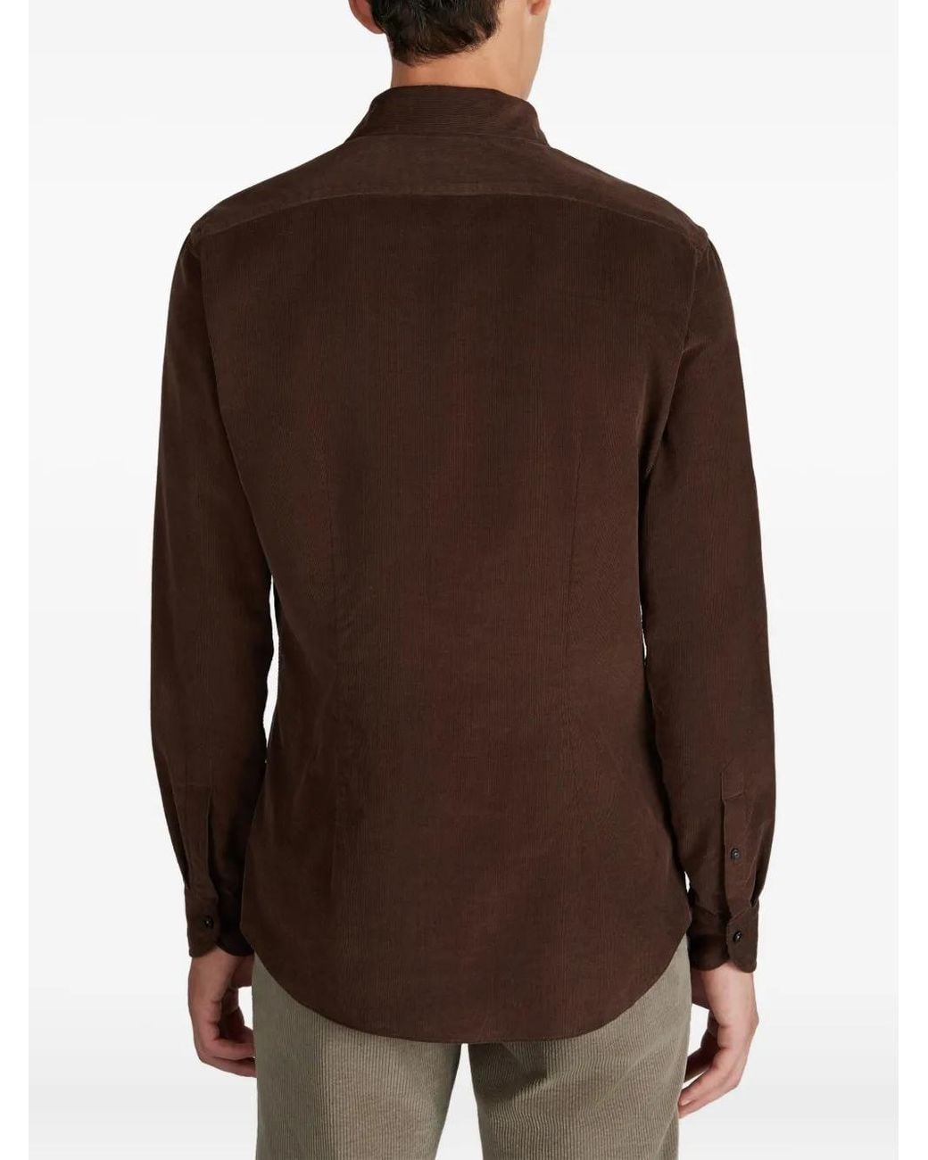 Glanshirt Ribfluwelen Overhemd in het Brown voor heren