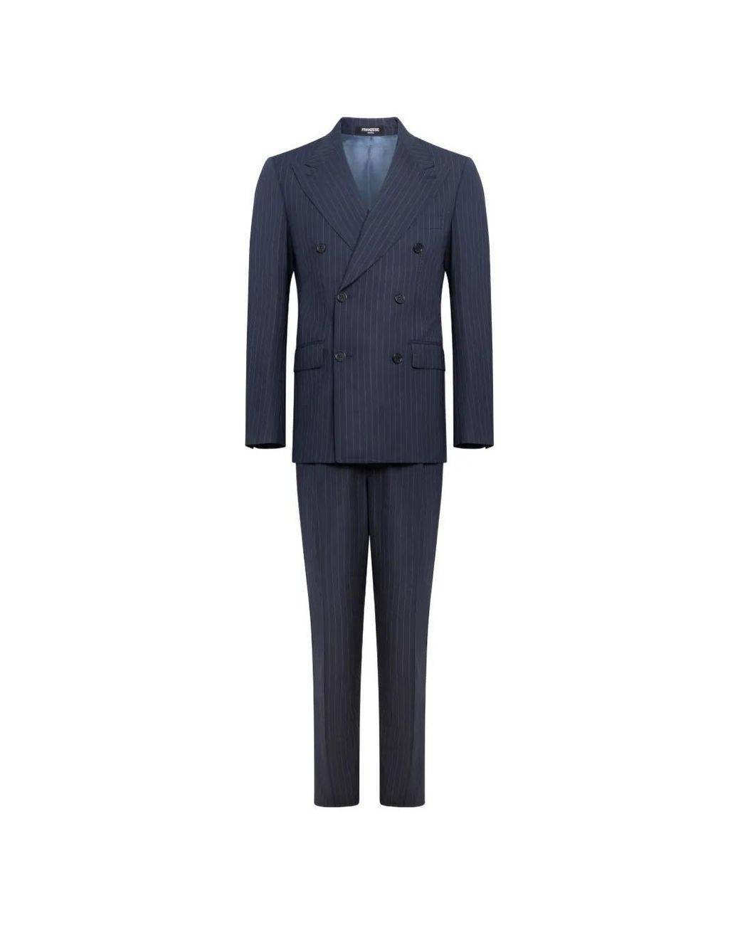 Franzese Collection Blue Pinstripe Double-Breasted Suit for men