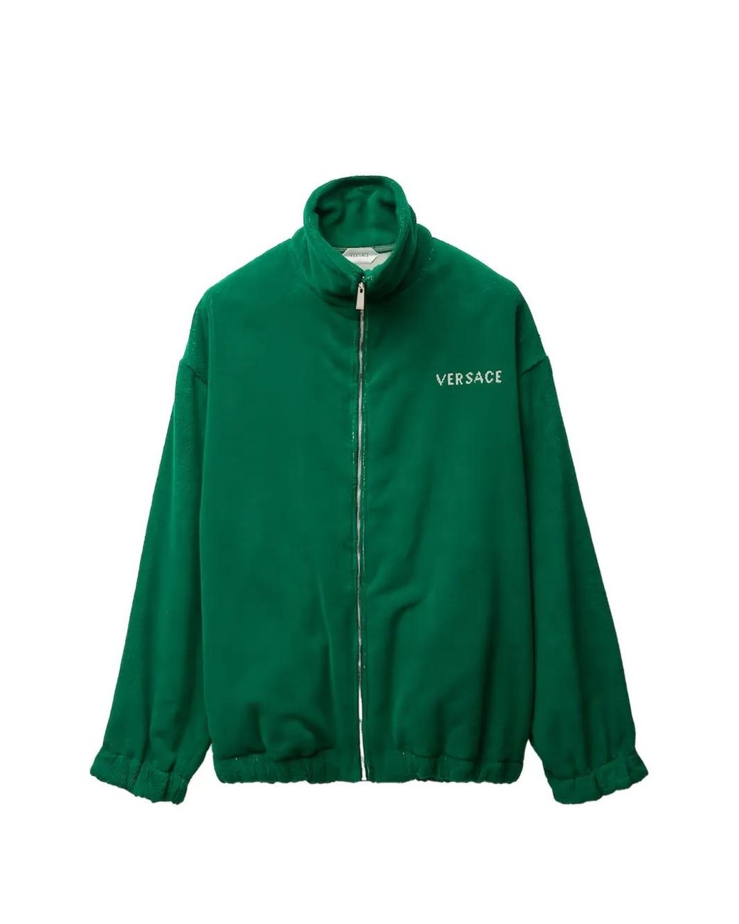 Versace Green Cotton-Terry Jacquard Zip Sweatshirt