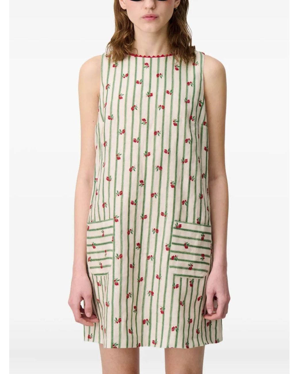 Claudie Pierlot Floral-Embroidered Minidress in White