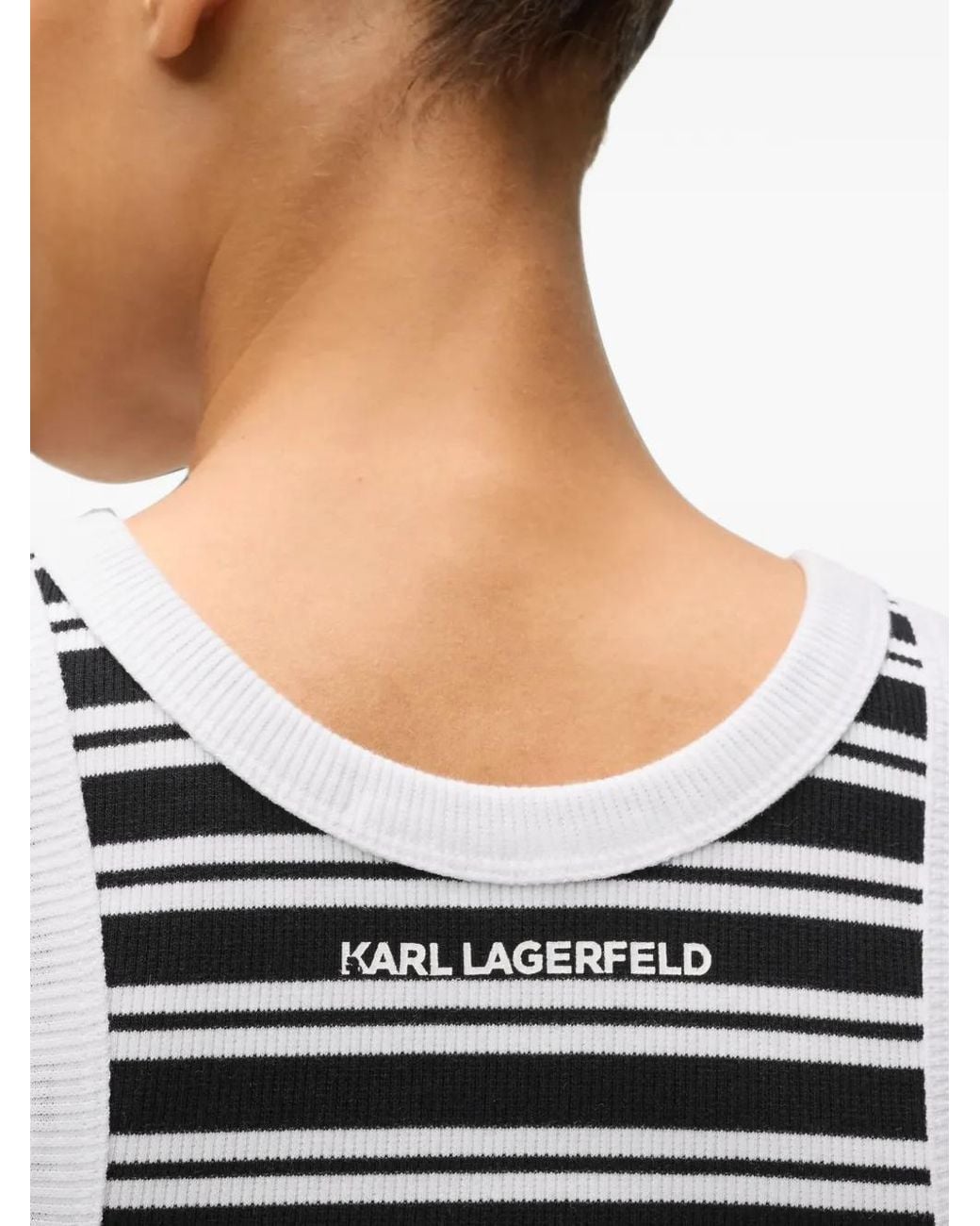 Karl Lagerfeld Black Ikon Striped Tank Top