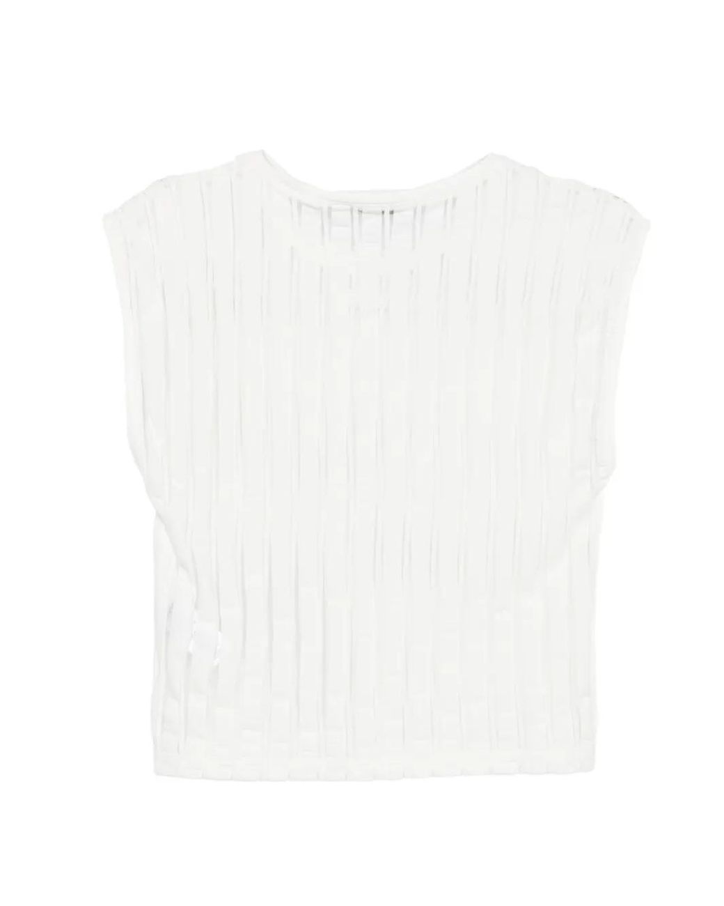 IRO White Uzelie Sheer-Panelled Sleeveless Cotton Top