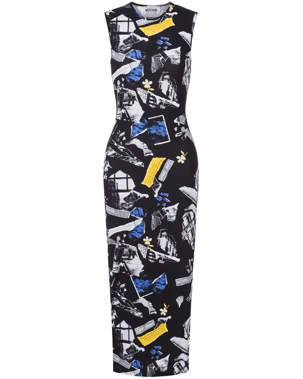 Moschino Blue Printed Midi Dress