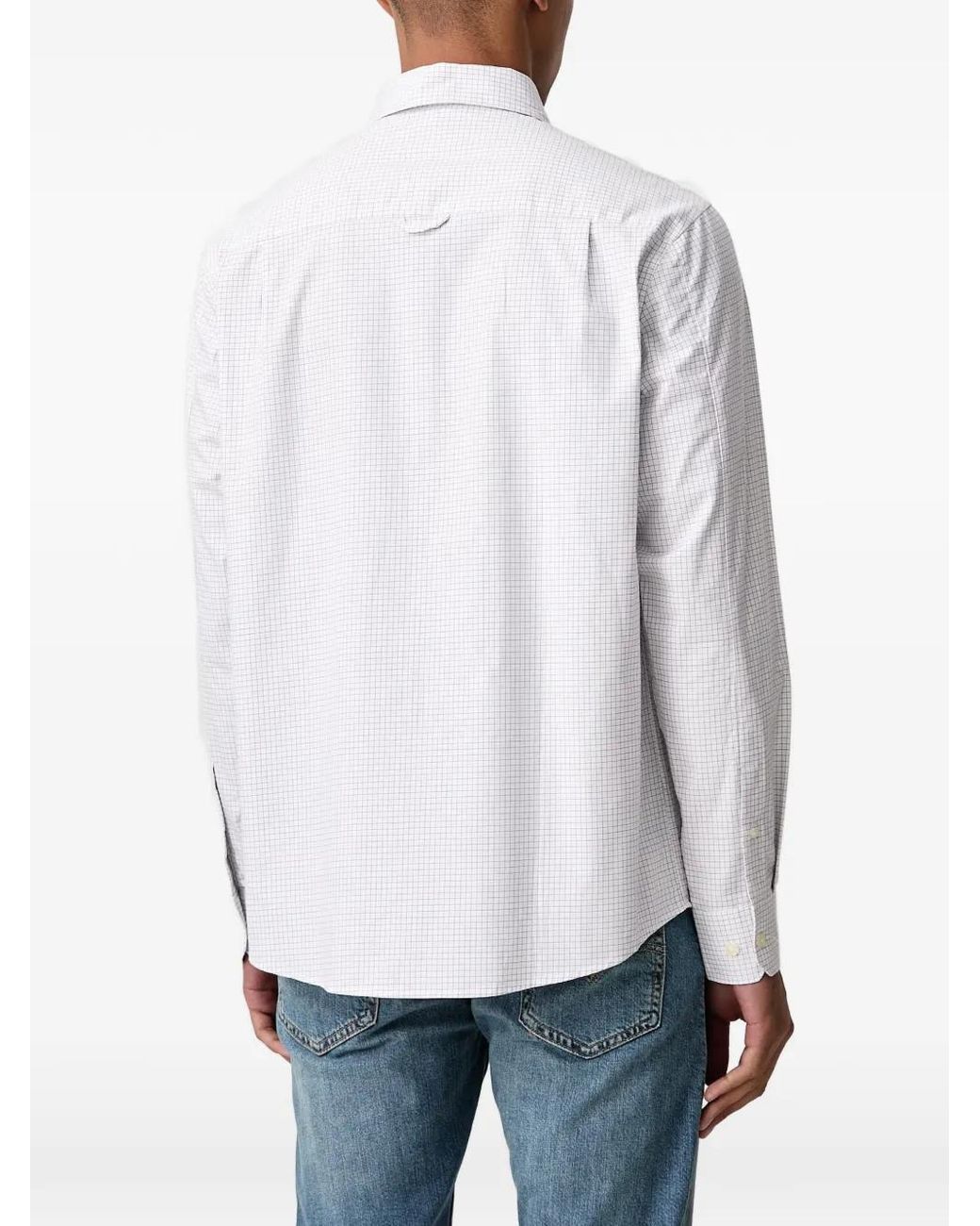 Lindbergh White Check-Pattern Pocket-Detail Shirt for men