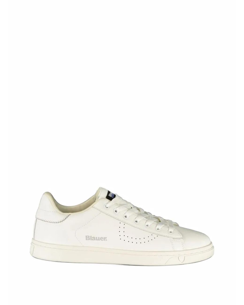 Blauer White Lowell Perforated Logo-Print Sneakers for men