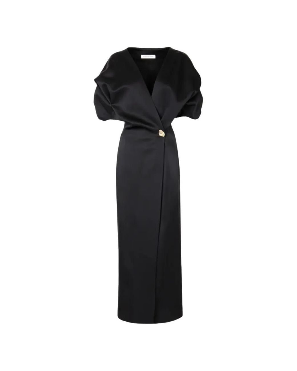 Raquel Diniz Black Anastasia Draped V-Neck Maxi Dress