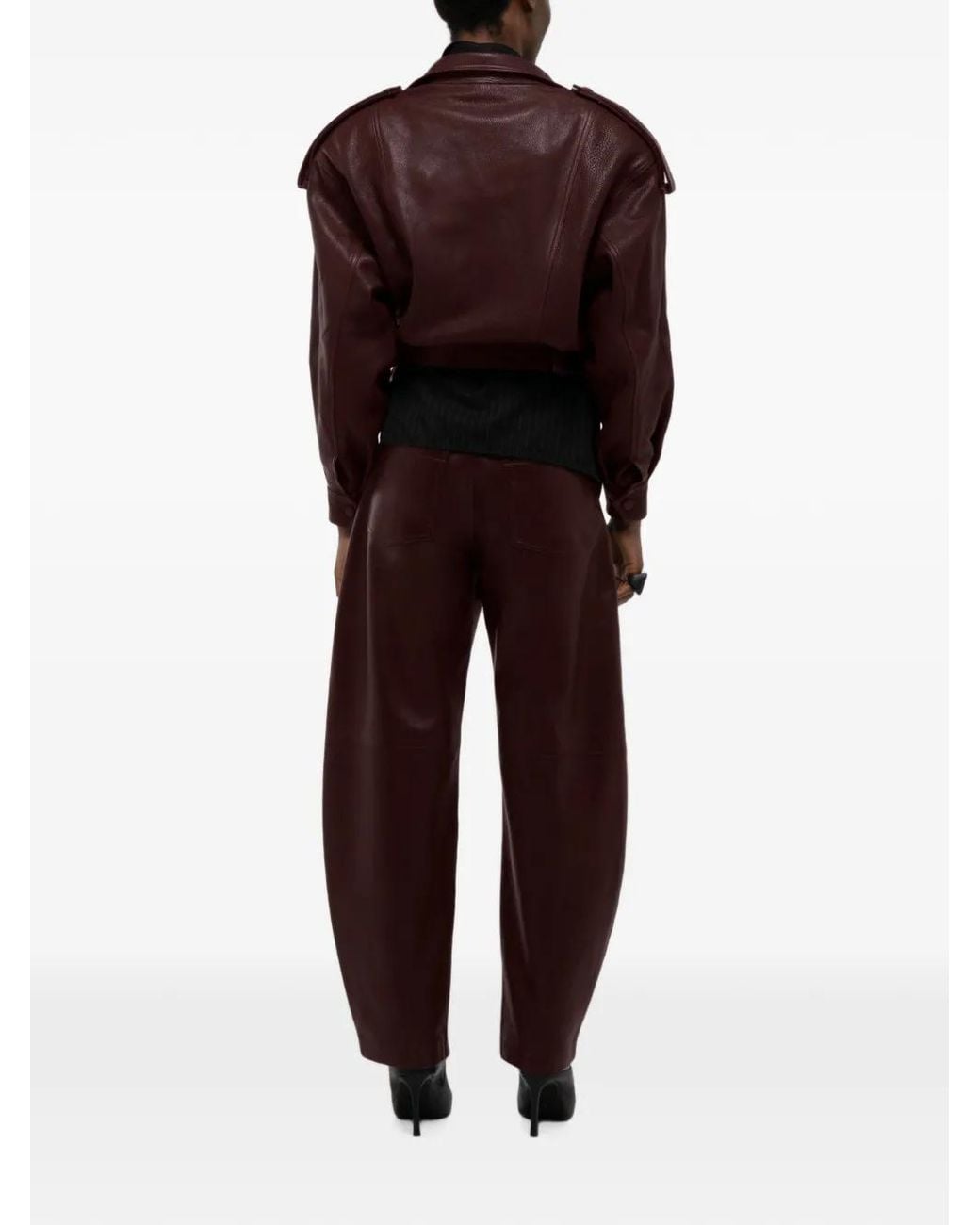 DUCIE Red Serpa Grained-Leather Jacket