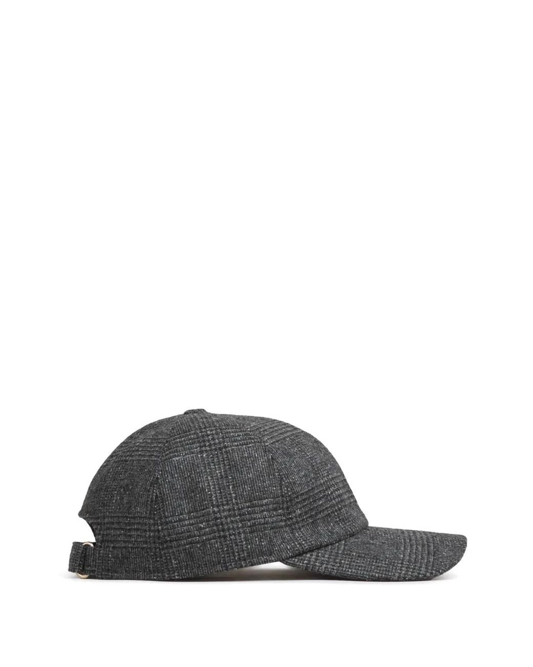 Borsalino Gray Hiker Checked Baseball Cap for men
