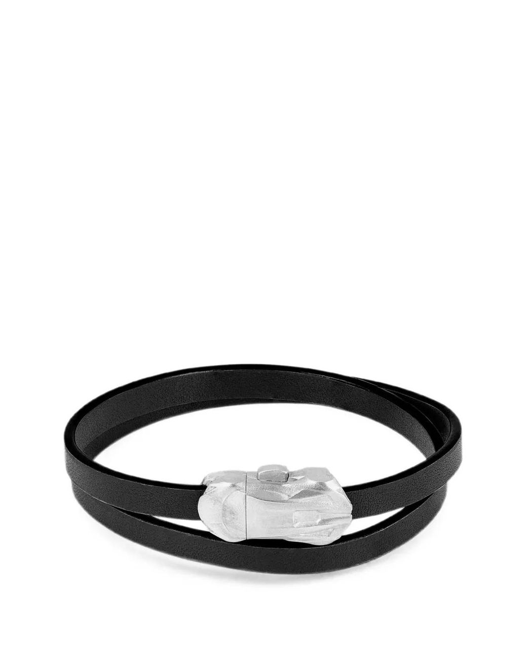 Tateossian Black Double-Wrap Leather Bracelet
