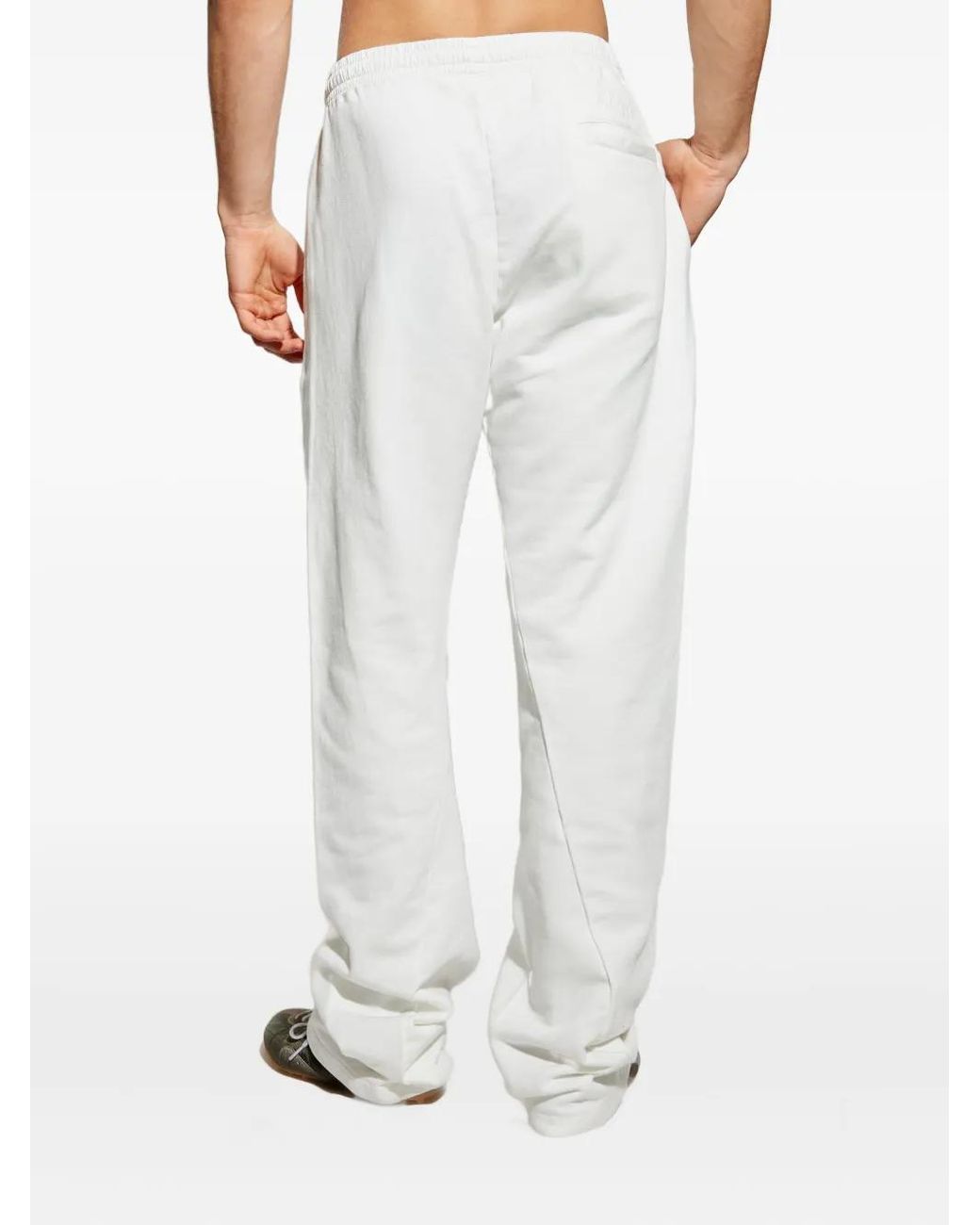 MM6 by Maison Margiela White Elasticated-Waistband Cotton Track Pants for men