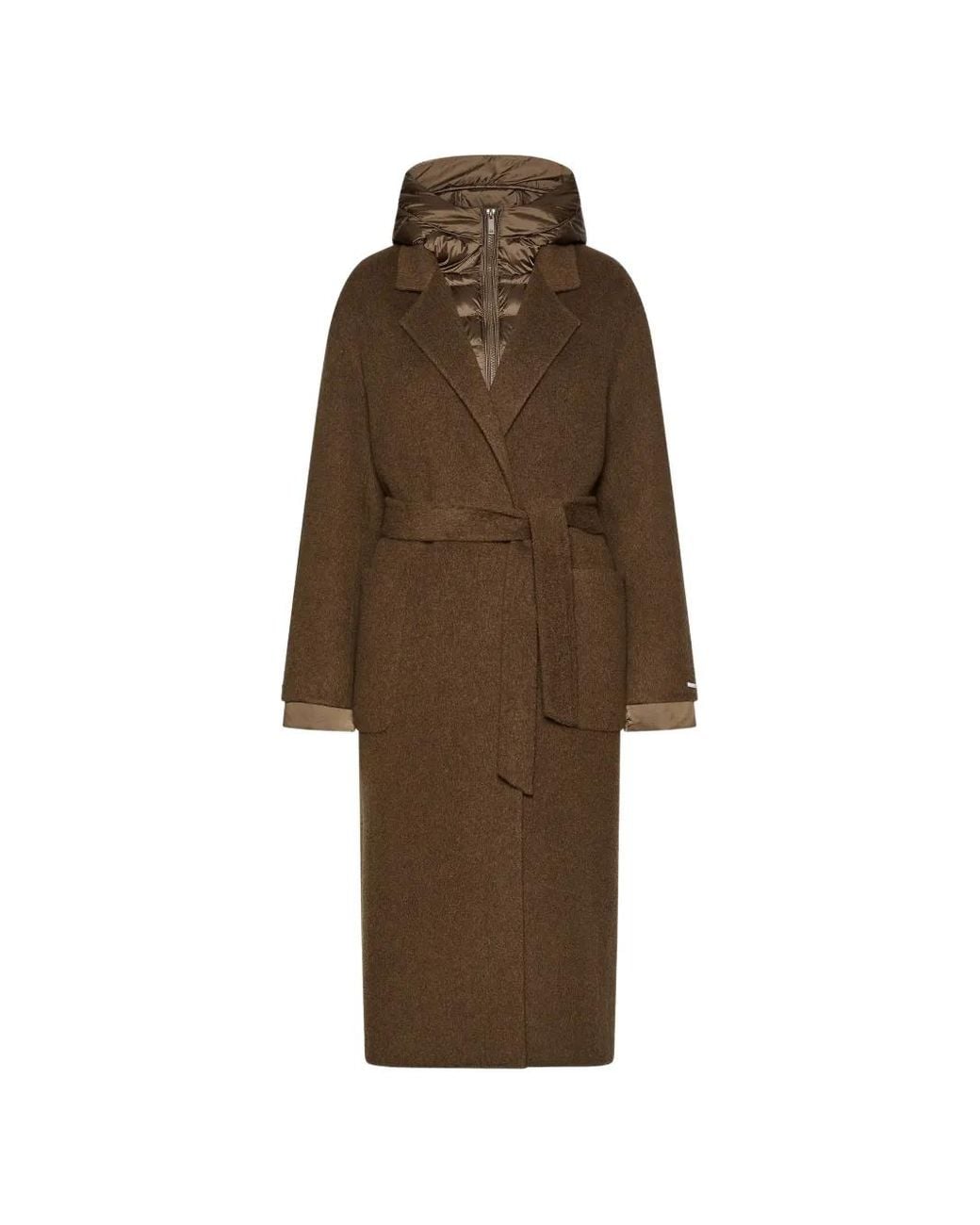 Marella Brown Detachable Padding Belted Coat