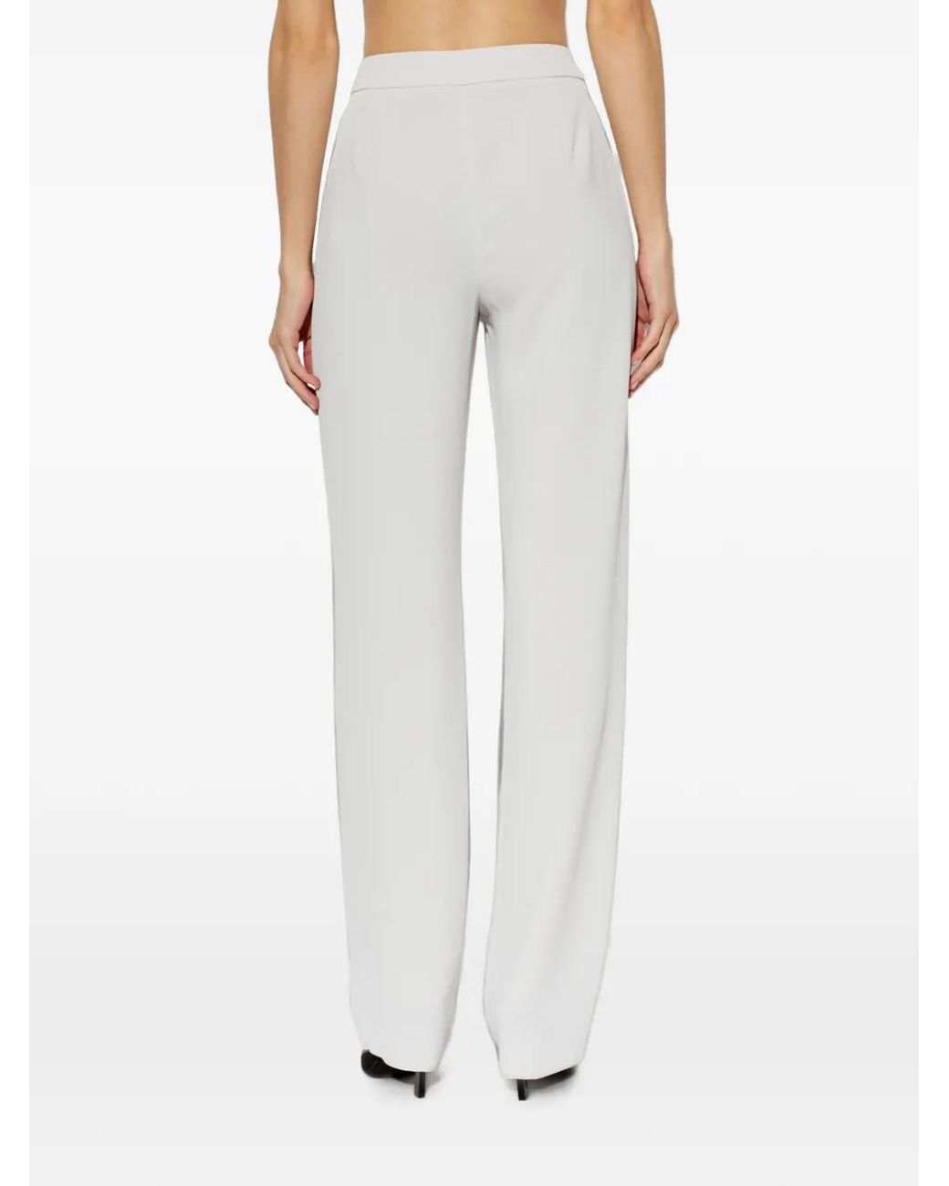 Emporio Armani White Unlined High-Waisted Wide-Leg Trousers With Side Pockets