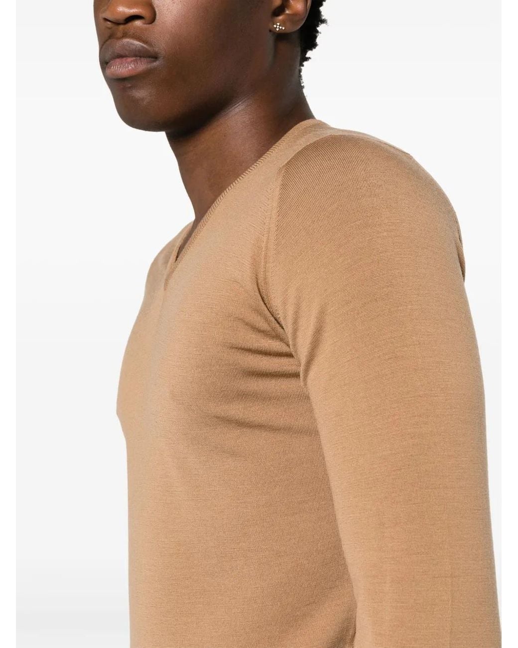 John Smedley Natural V-Neck Fine-Knit Jumper for men