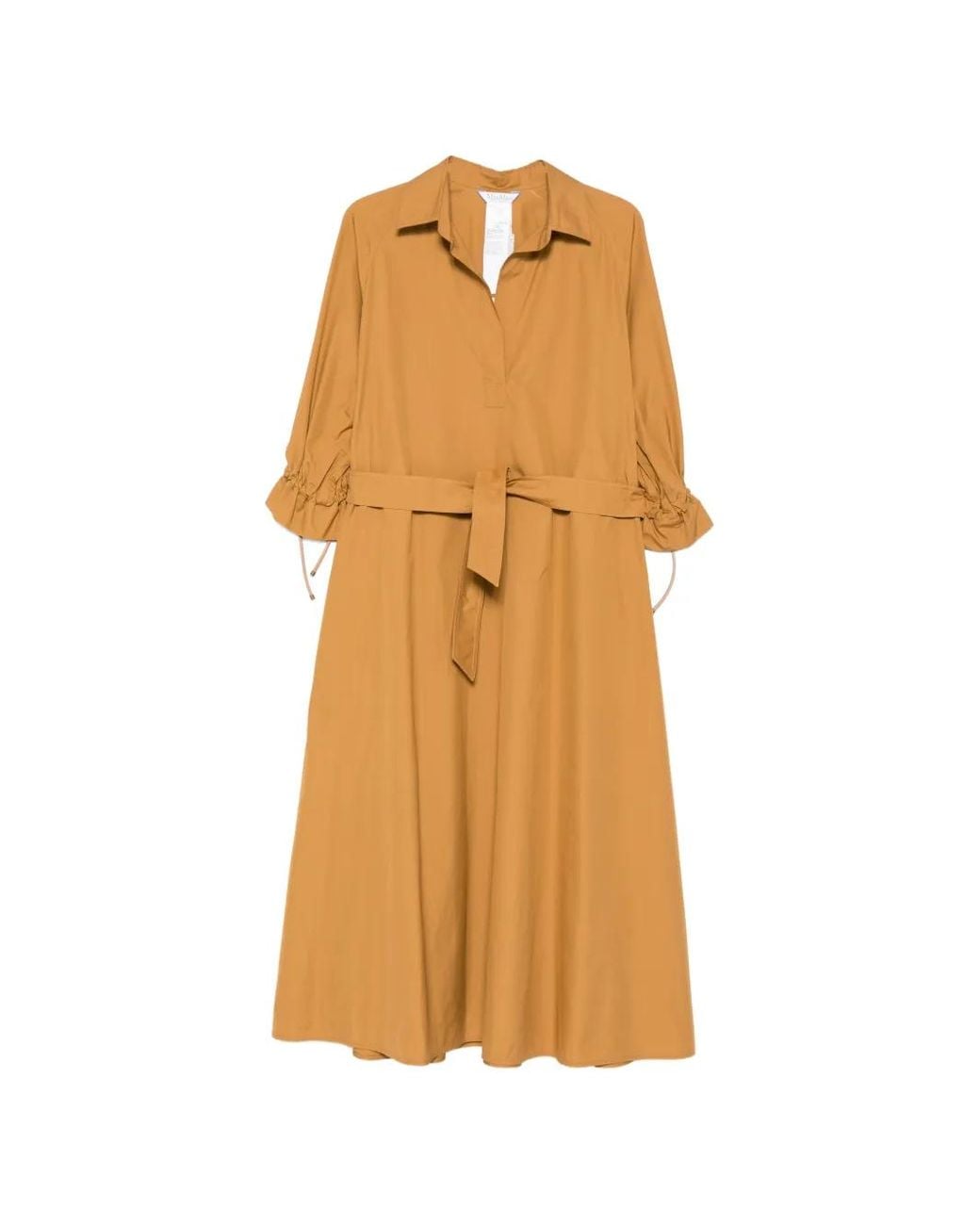Max Mara Natural Mirto Belted Ruffled Dress