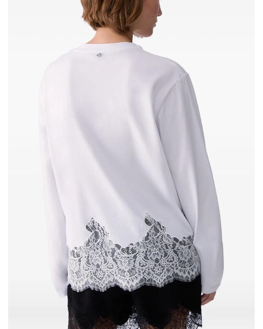 Liu Jo White T-Shirt With Lace And Jewel Embellishments