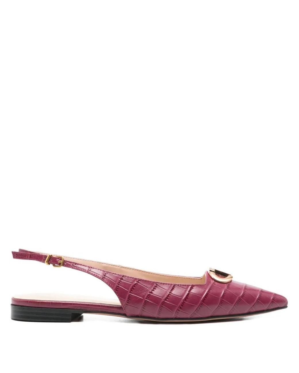 Twinset Pink Crocodile-Effect Slingback Pumps