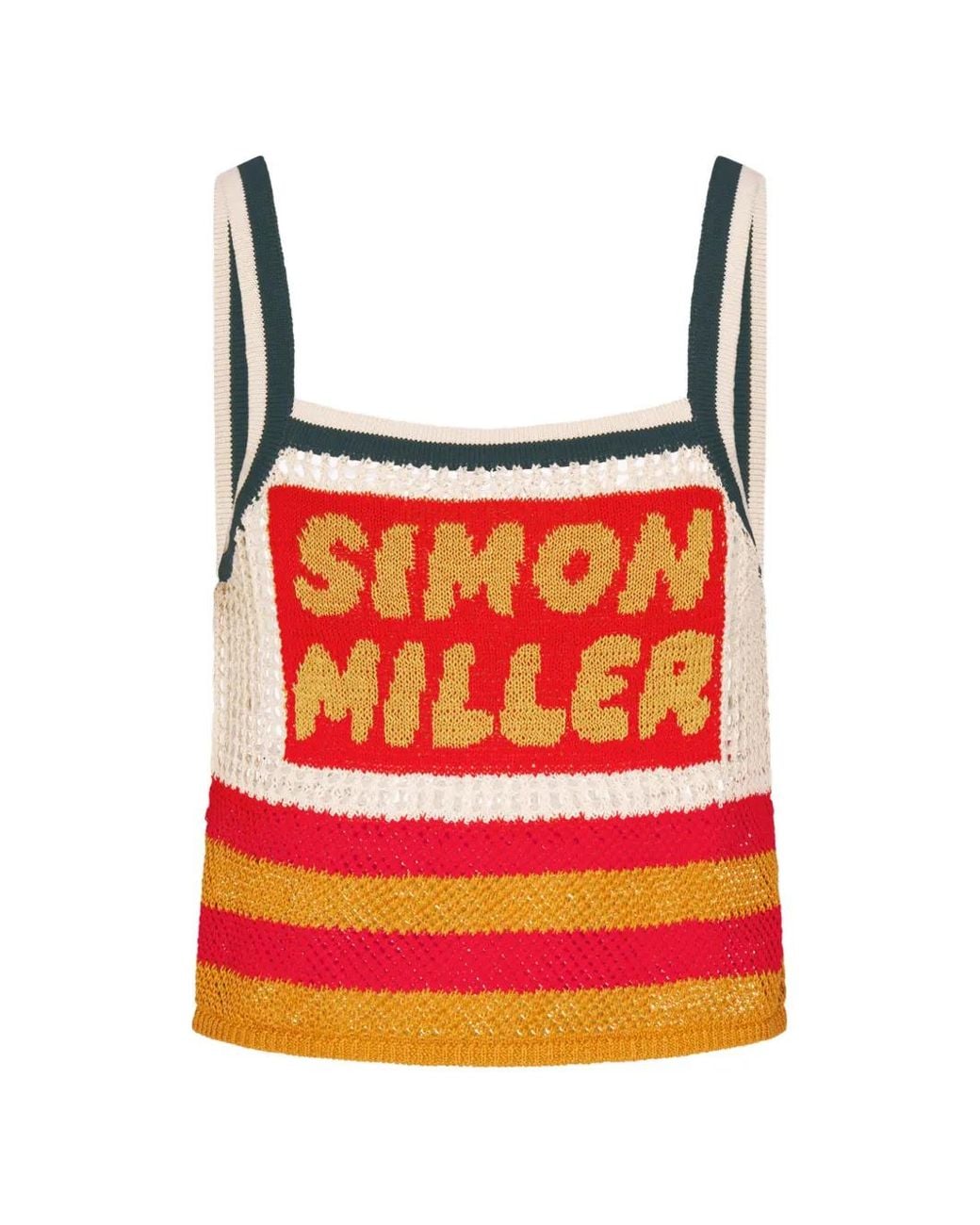 Simon Miller Red Dibby Crochet Cropped Tank Top