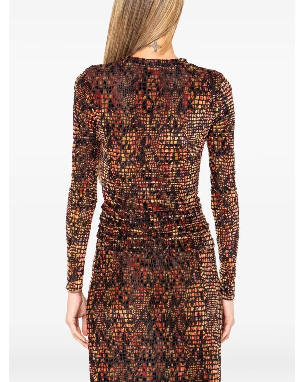 JBQ Red Hugo Mosaic-Print Ruched Top