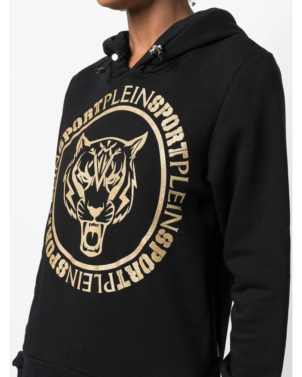 Philipp Plein Black Logo-Print Tiger Hoodie