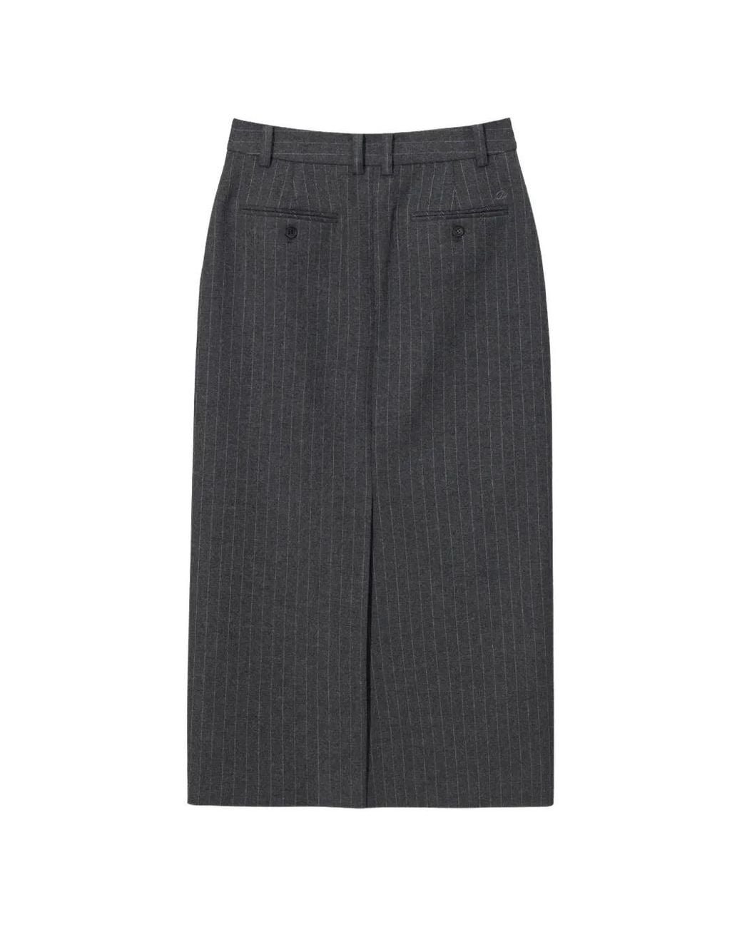 DUNST Gray Pinstriped Back-Slit Midi Skirt