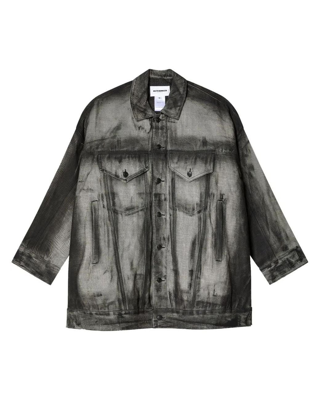 Melitta Baumeister Gray Distressed-Finish Denim Jacket