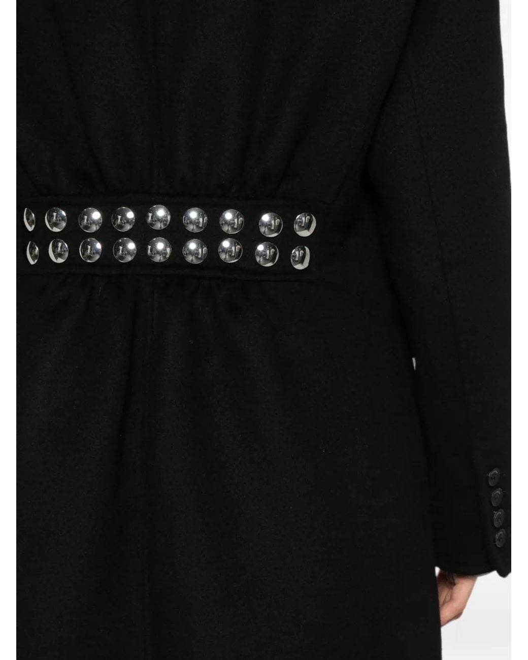 Sandro Black Double-Faced Coat With Studs