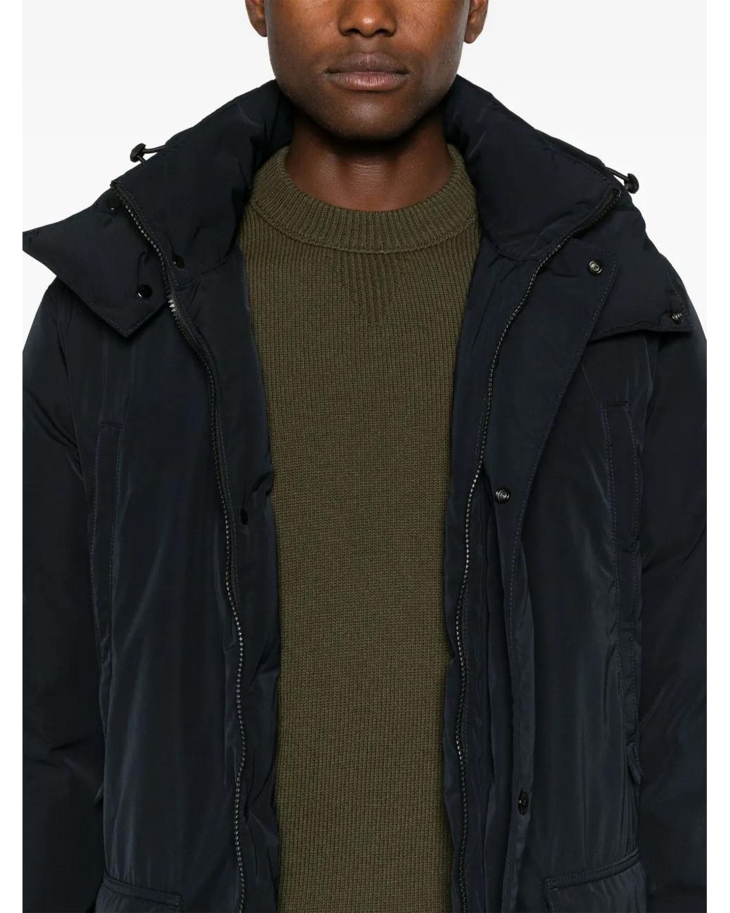 Stone Island Blue Compass-Badge Hooded Jacket for men