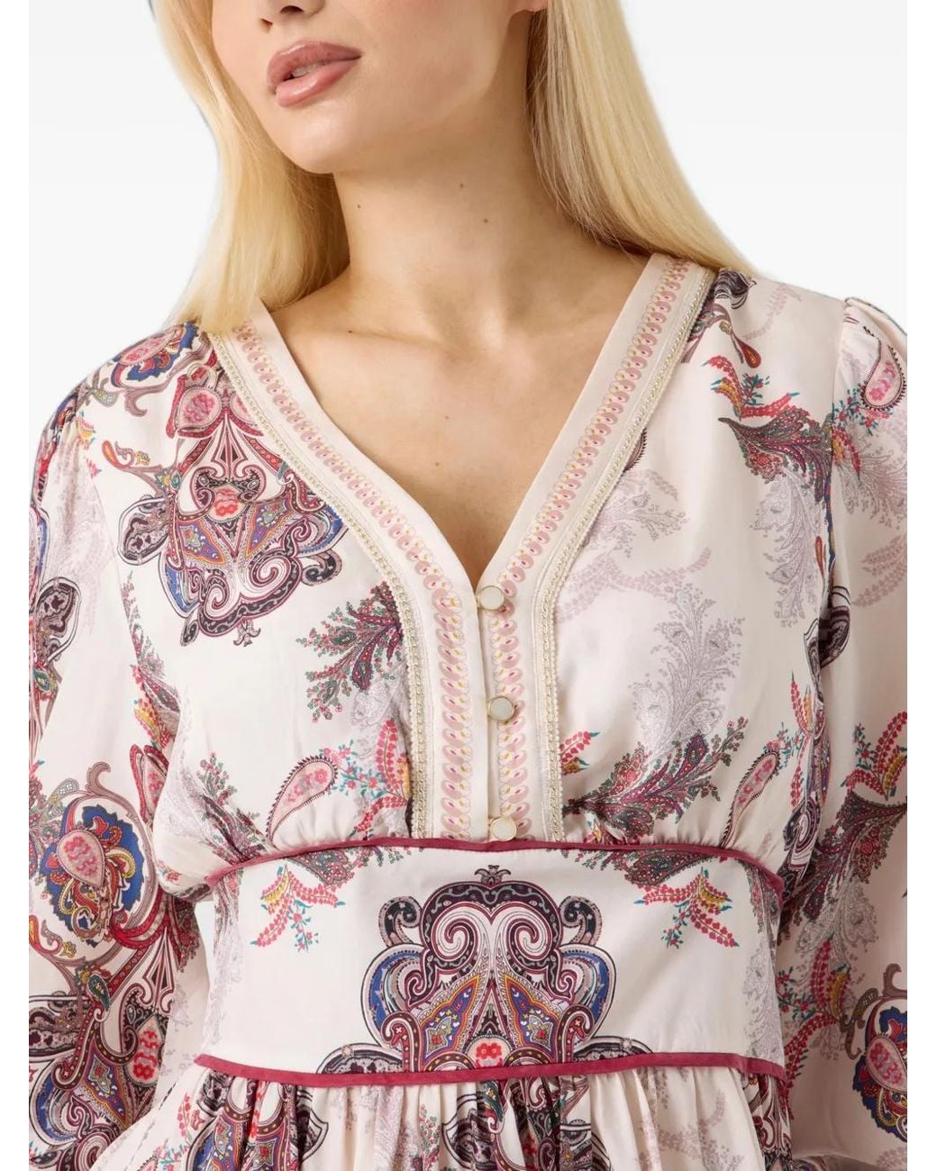 Guess Pink Catherine Paisley-Print Flare Mini Dress