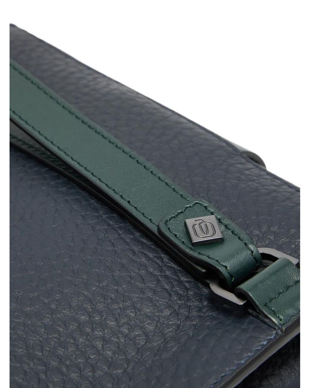 Piquadro Blue Buckle-Fastening Leather Clutch Bag for men